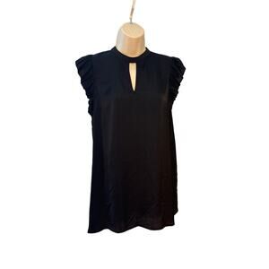 Mossimo Black Sleeveless Silky Blouse Front Back Keyhole Detail Medium Pre-owned